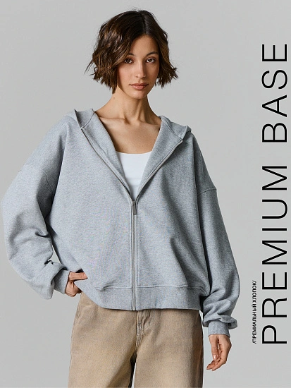 картинка Толстовка женская серая на молнии от магазина стильной одежды Mark Formelle