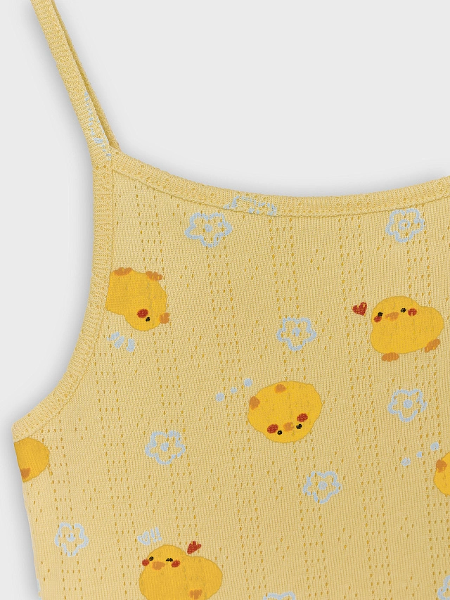 Комплект домашний для девочек желтый с принтом уточек - 5