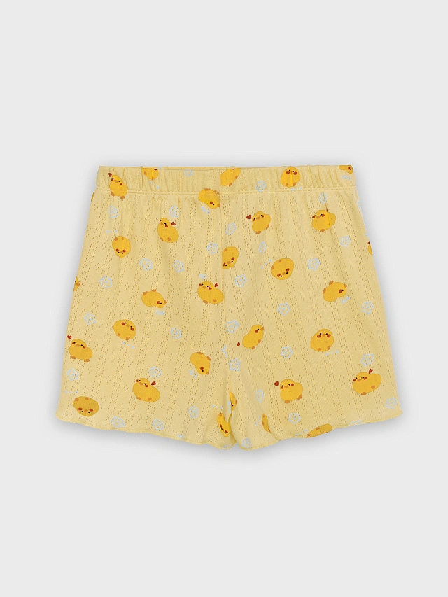 Комплект домашний для девочек желтый с принтом уточек - 9