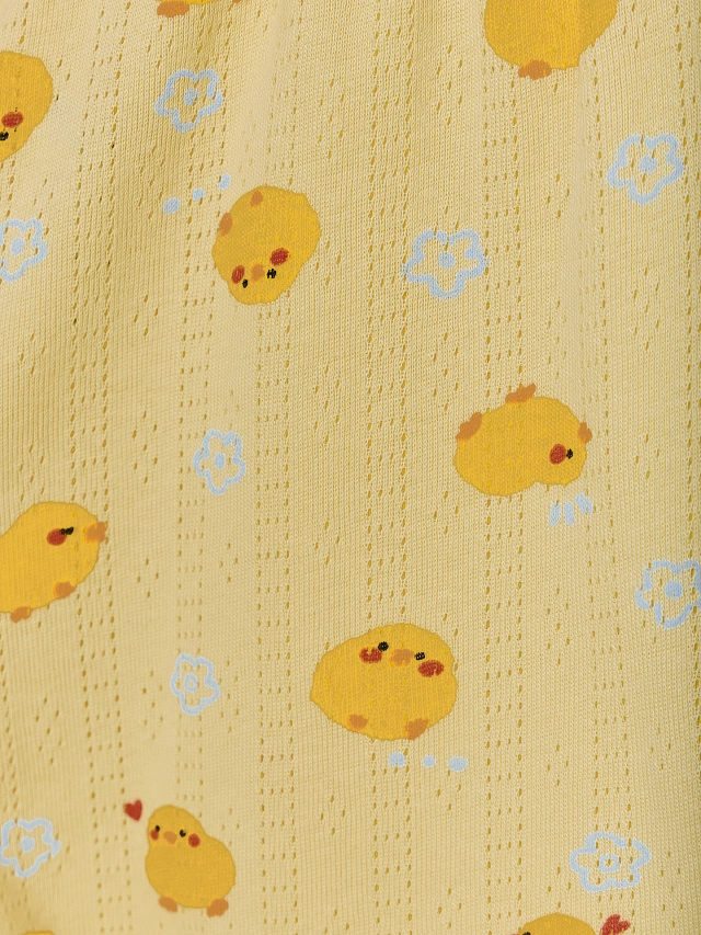 Комплект домашний для девочек желтый с принтом уточек - 10