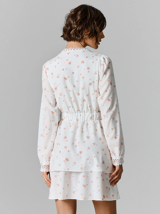 Платье женское белое с цветочным принтом - 3