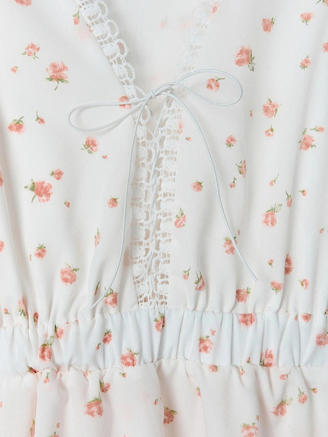 Платье женское белое с цветочным принтом - 5