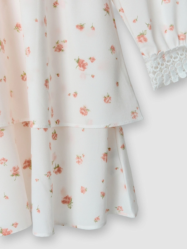 Платье женское белое с цветочным принтом - 6