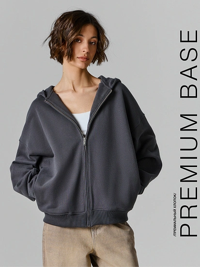 картинка Толстовка женская серая на молнии от магазина стильной одежды Mark Formelle