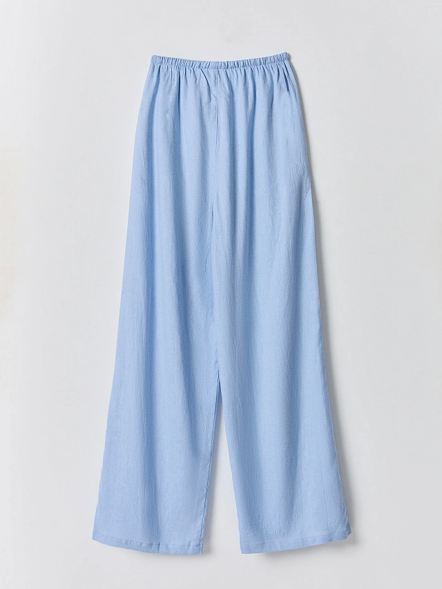 Брюки домашние женские голубые - 11