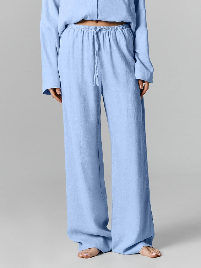 Брюки домашние женские голубые - 3