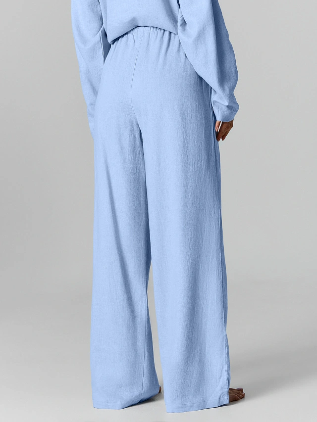 Брюки домашние женские голубые - 4