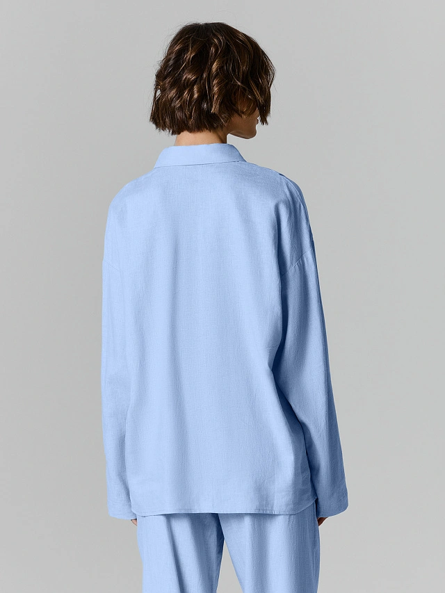 Рубашка домашняя женская голубая - 5