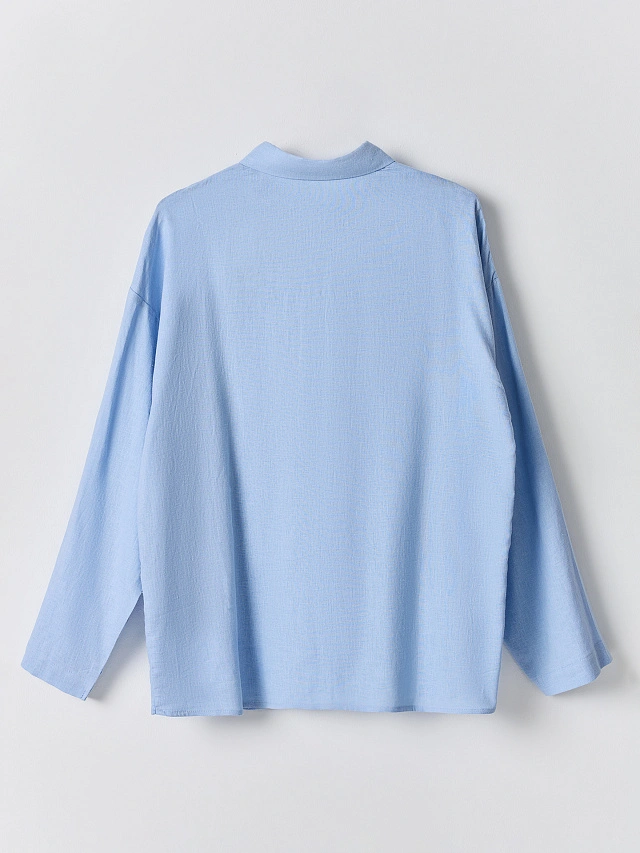 Рубашка домашняя женская голубая - 8