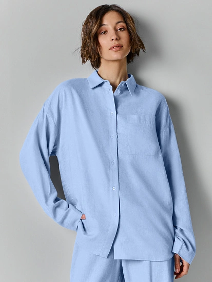 картинка Рубашка домашняя женская голубая от магазина стильной одежды Mark Formelle