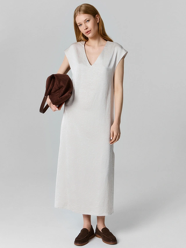 Платье макси женское серое - 4