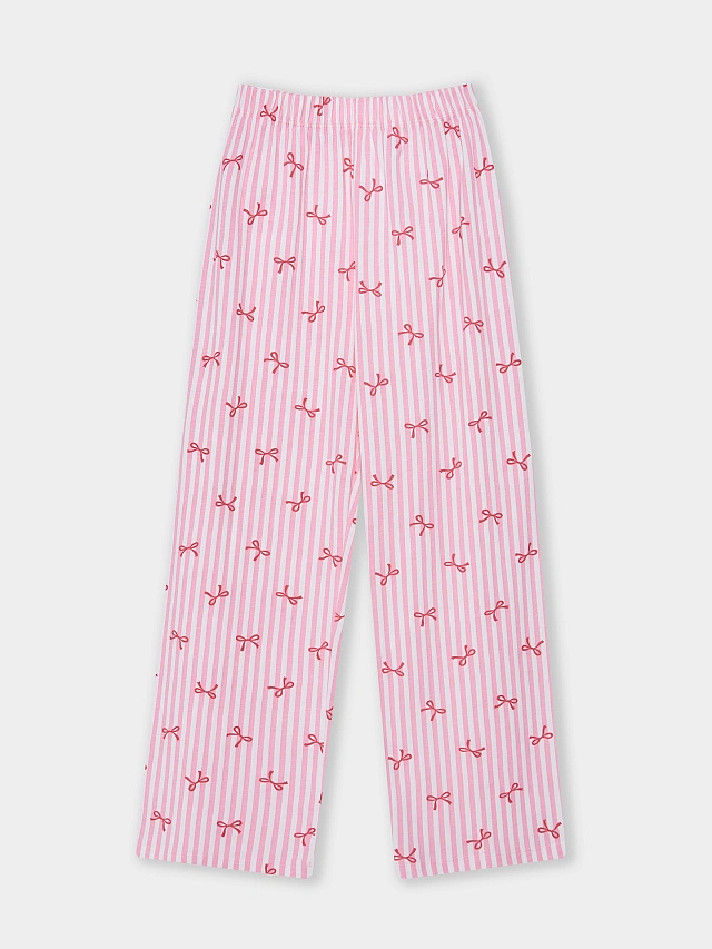 Комплект домашний для девочек с узором бантиков - 10