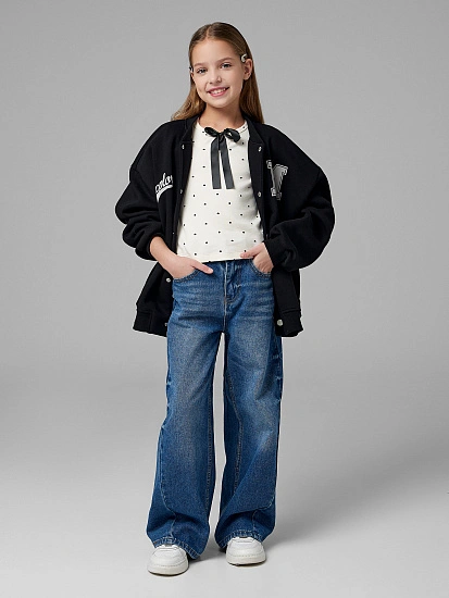 картинка Джинсы для девочек синие wide leg от известного бренда одежды для девочек Mark Formelle