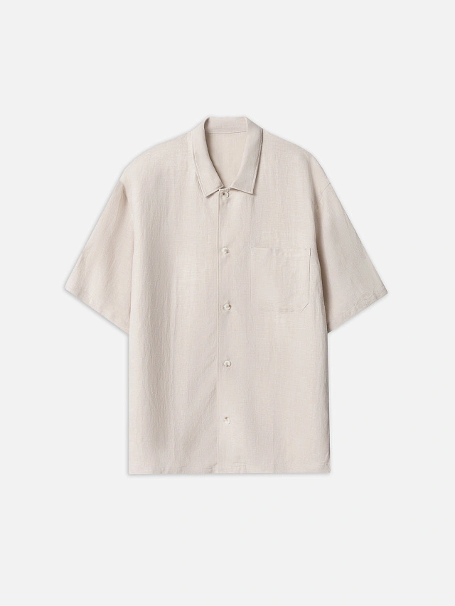 Рубашка мужская льняная бежевая - 4