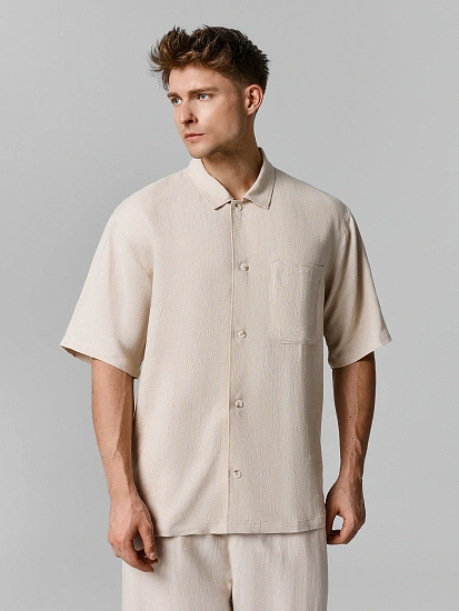 картинка Рубашка мужская льняная бежевая от магазина мужской одежды Mark Formelle