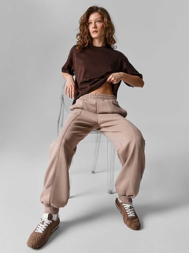 Брюки спортивные женские коричневые - 5