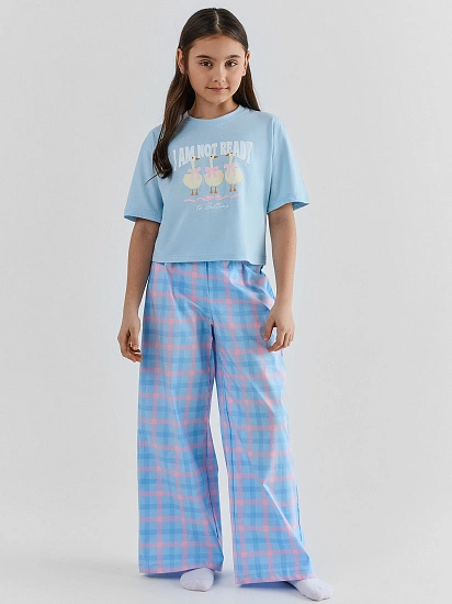 картинка Комплект домашний для девочек голубой от известного бренда одежды для девочек Mark Formelle