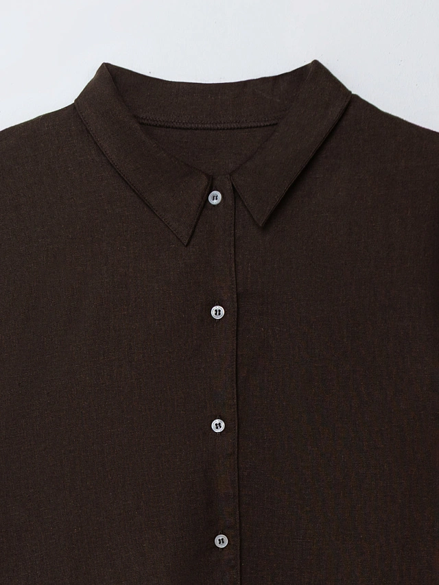 Комплект женский коричневый льняной - 5