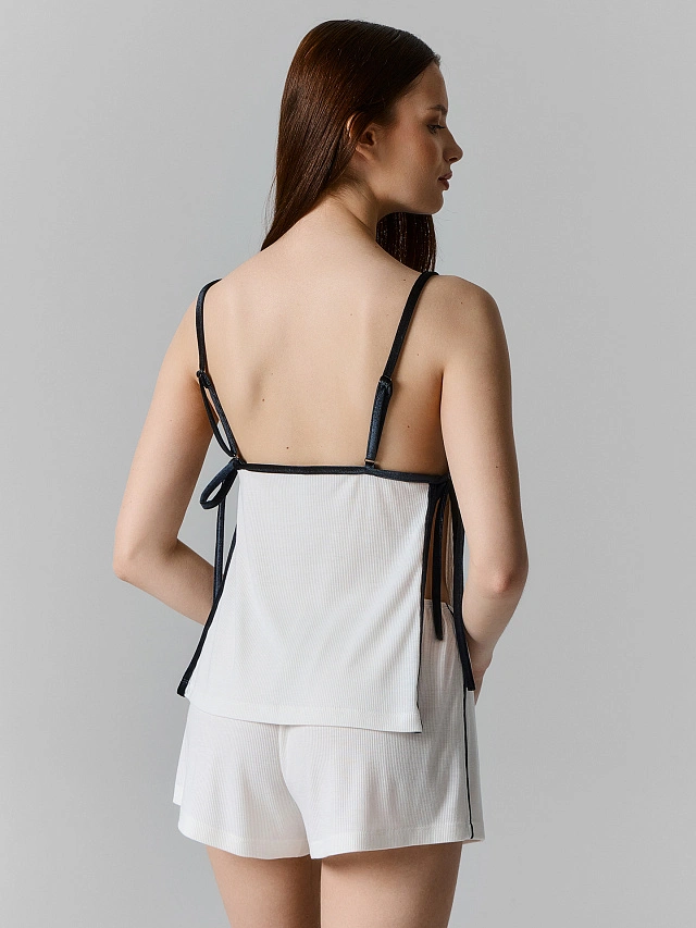 Комплект домашний женский с велюровыми завязками по бокам - 2