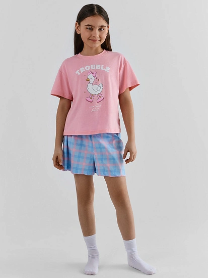картинка Комплект домашний для девочек розовый от известного бренда одежды для девочек Mark Formelle