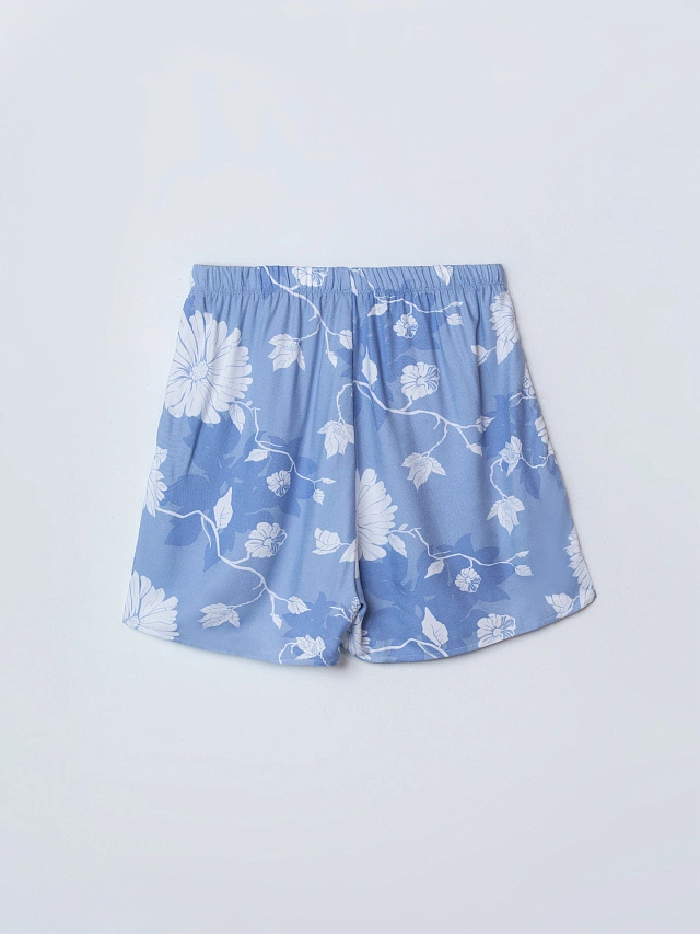 Комплект домашний женский голубой с цветочным принтом - 6