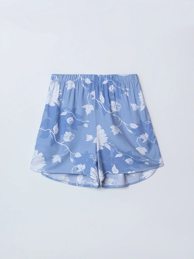 Комплект домашний женский голубой с цветочным принтом - 8