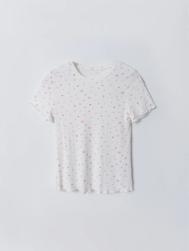 Комплект домашний женский белый с цветочным принтом - 4