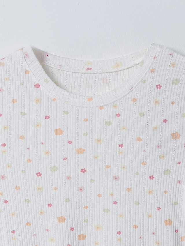 Комплект домашний женский белый с цветочным принтом - 5