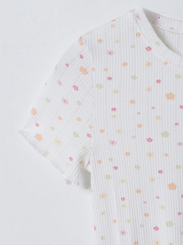 Комплект домашний женский белый с цветочным принтом - 6