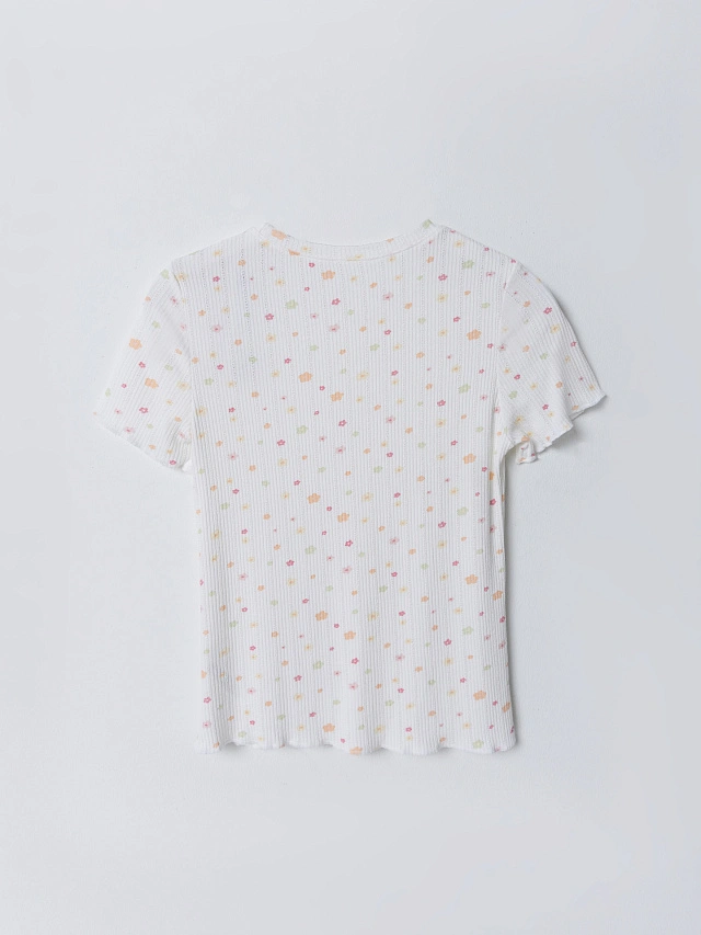 Комплект домашний женский белый с цветочным принтом - 7