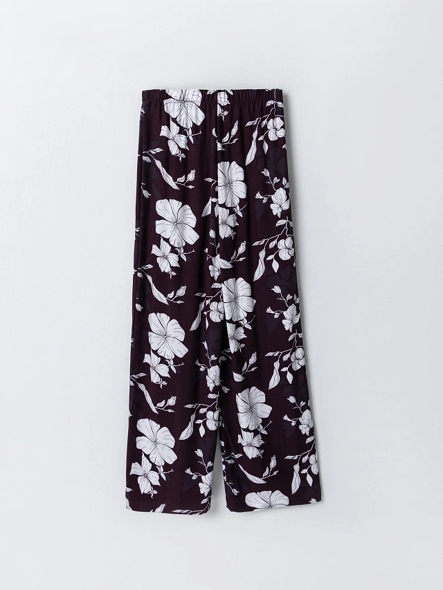 Комплект домашний женский фиолетовый с цветочным принтом - 10