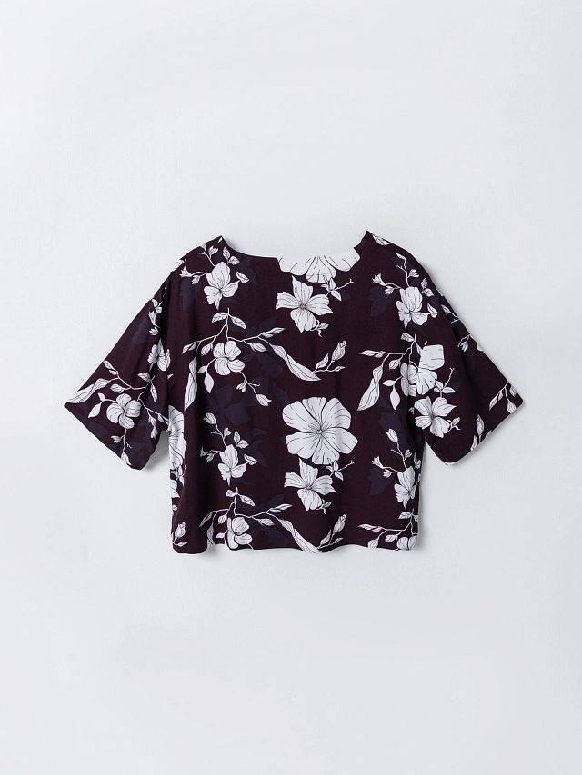 Комплект домашний женский фиолетовый с цветочным принтом - 6