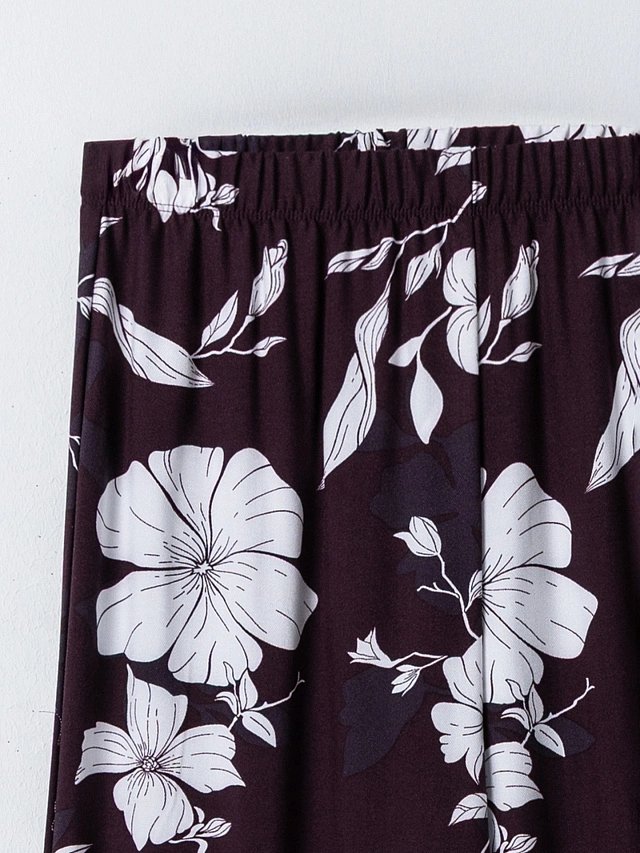 Комплект домашний женский фиолетовый с цветочным принтом - 9