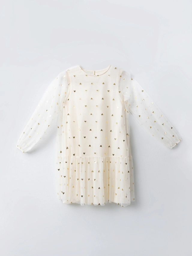 Платье для девочек нарядное с блестящими сердечками - 4