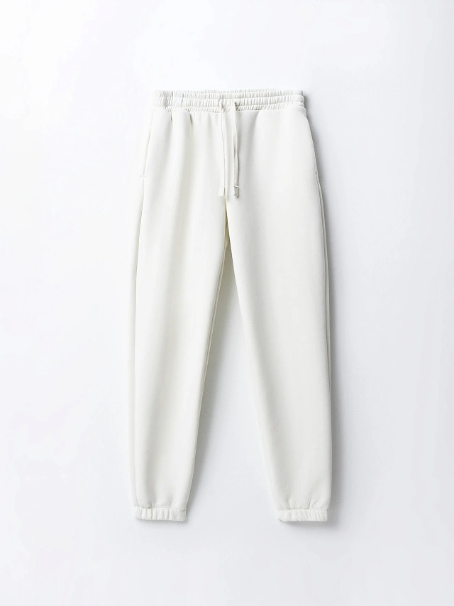 Теплые брюки женские белые с начесом - 5