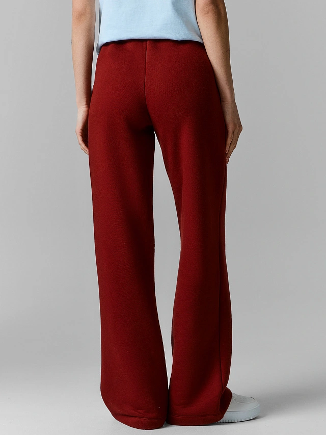 Теплые брюки женские бордовые с начесом - 3