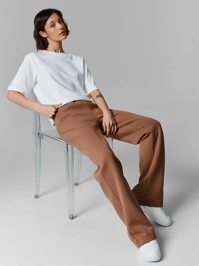 Теплые брюки женские коричневые с начесом - 4