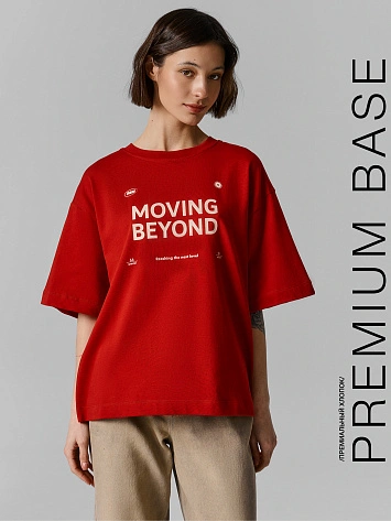 Футболка женская красная оверсайз