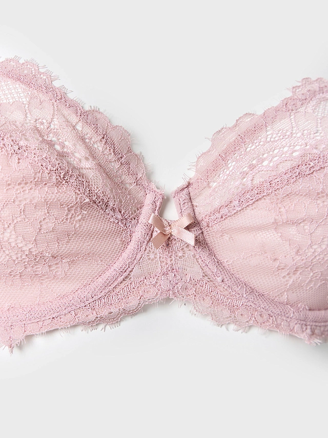 Бюстгальтер женский кружевной розовый - 10