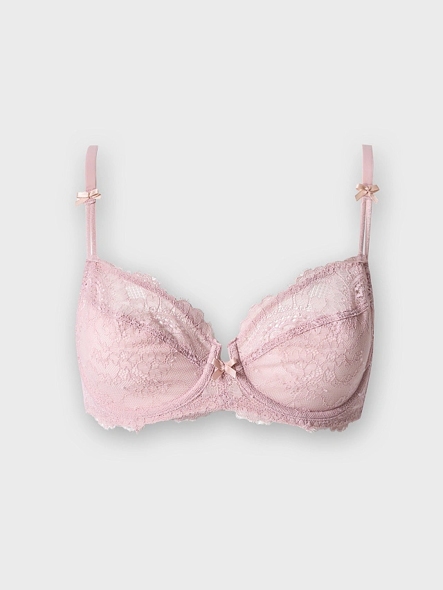 Бюстгальтер женский кружевной розовый - 9