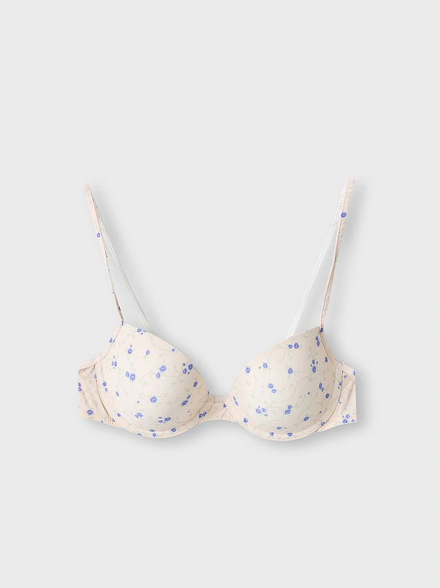 Бюстгальтер t-shirt женский бежевый с цветочным принтом - 8