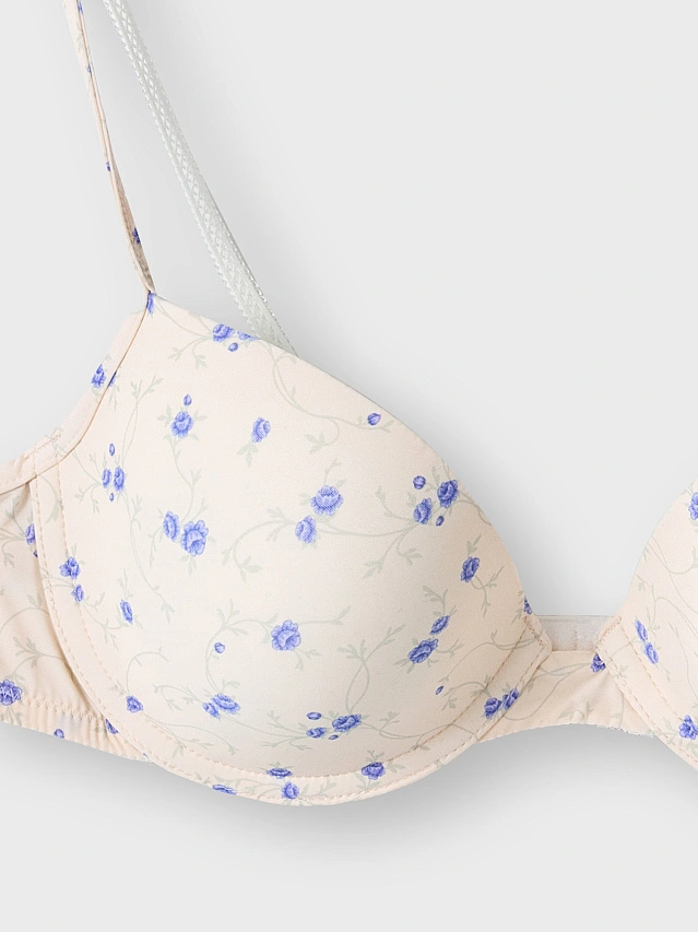Бюстгальтер t-shirt женский бежевый с цветочным принтом - 9