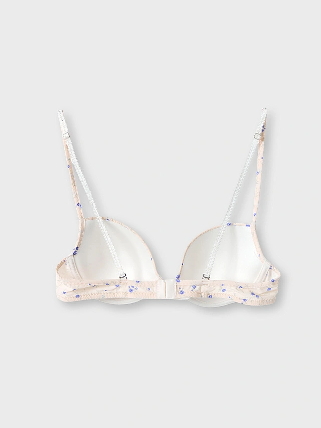 Бюстгальтер t-shirt женский бежевый с цветочным принтом - 10