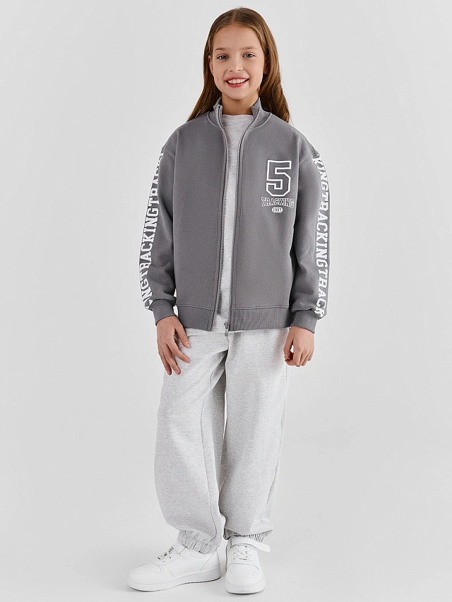 Брюки джоггеры для девочек серые - 4