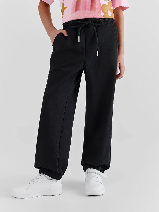 Брюки джоггеры для девочек черные - 2