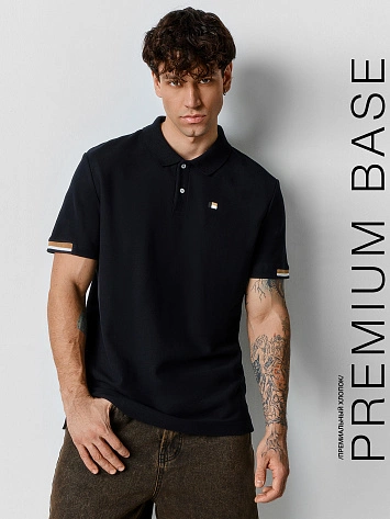 Поло прямое мужское черное