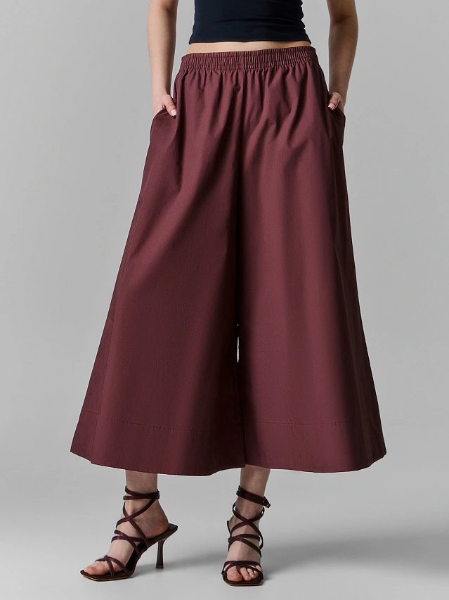 Брюки кюлоты женские бордовые - 2