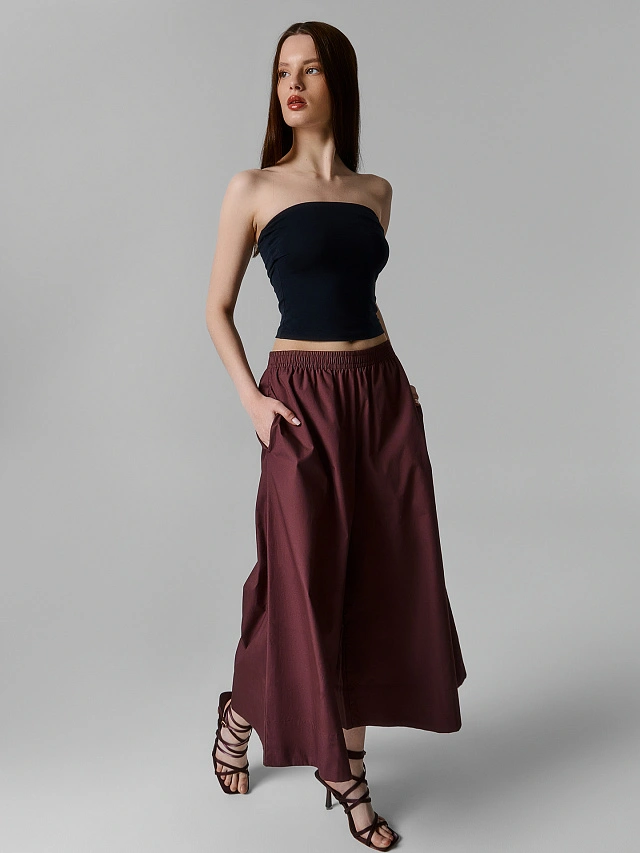 Брюки кюлоты женские бордовые - 4