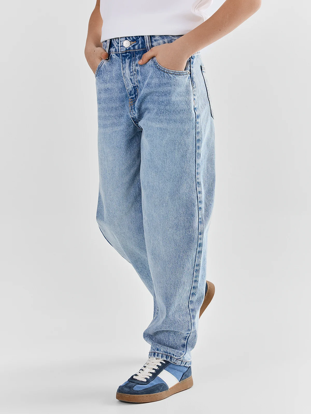 Джинсы baggy leg для мальчиков голубые - 4