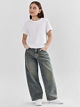 Джинсы для девочек Baggy fit с высокой посадкой